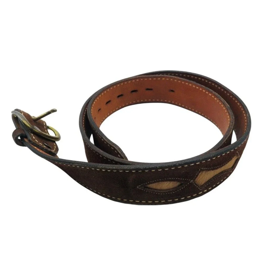 Vintage Justin Mens Leather Belt Size 40 Brown Suede Hair-on-Hide Western